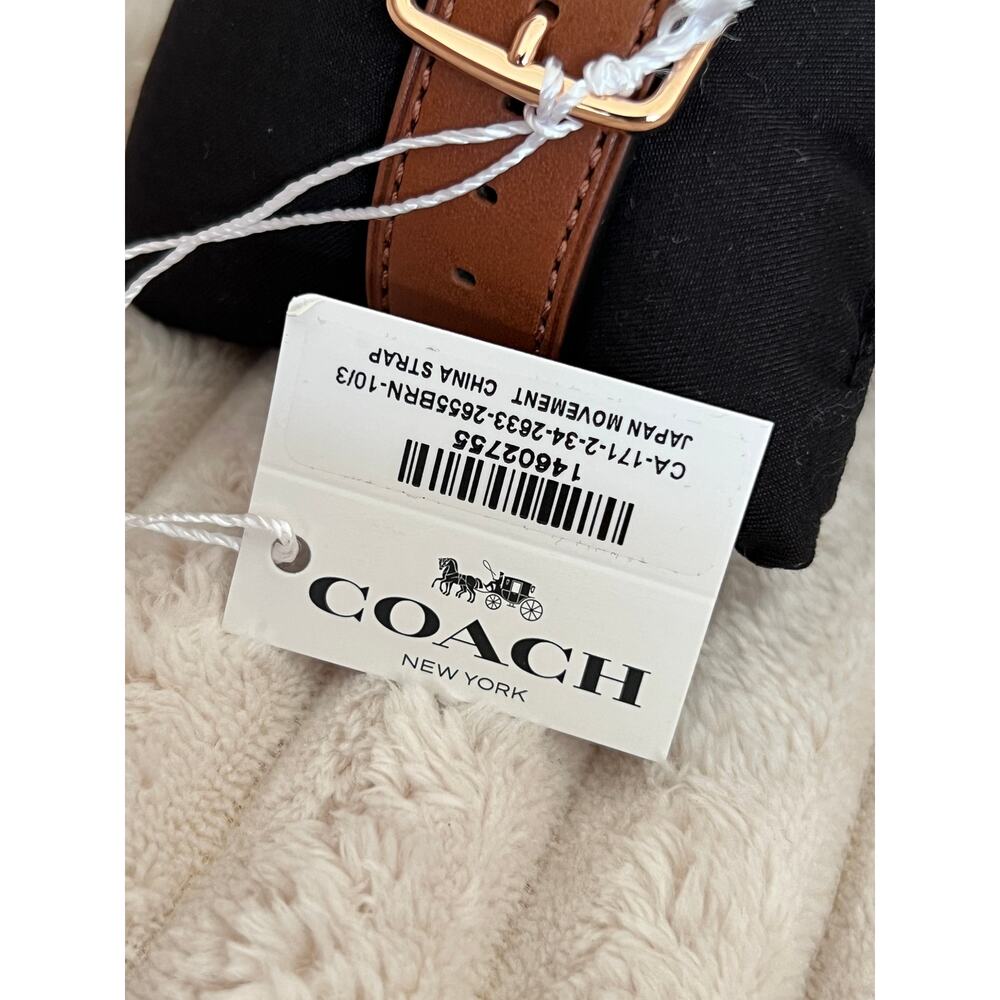 COACH Men's Oliver 3H Quartz Watch 41mm Case Leather brown blue NWT - Picture 3 of 6